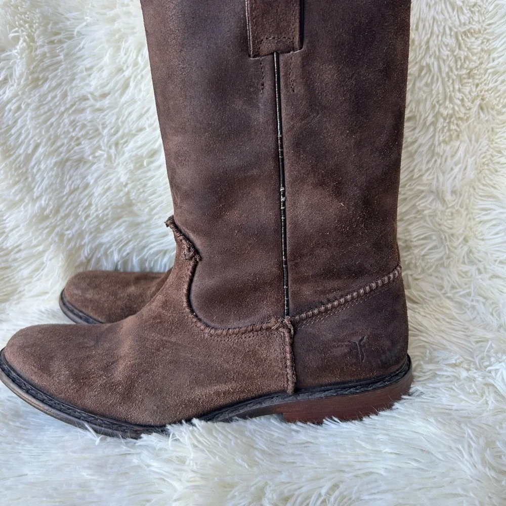 Frye Marco Roper boots in dark brown.